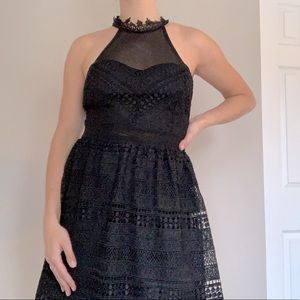 Black Fit-And-Flare Lace Dress